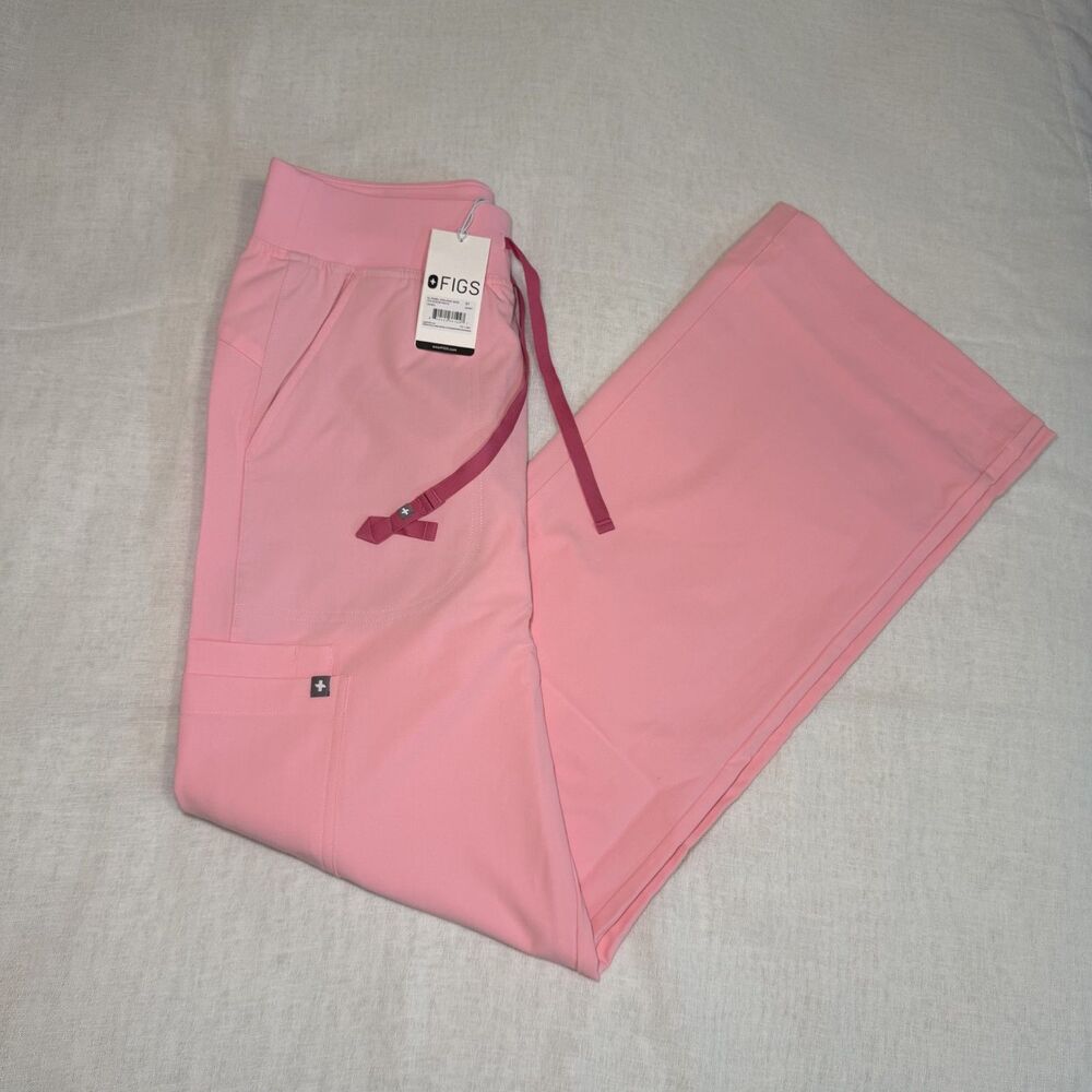 NWT FIGS Fight Club Pink Isabel High-Rise Wide-Leg Scrub Pant Small Tall ST Rare